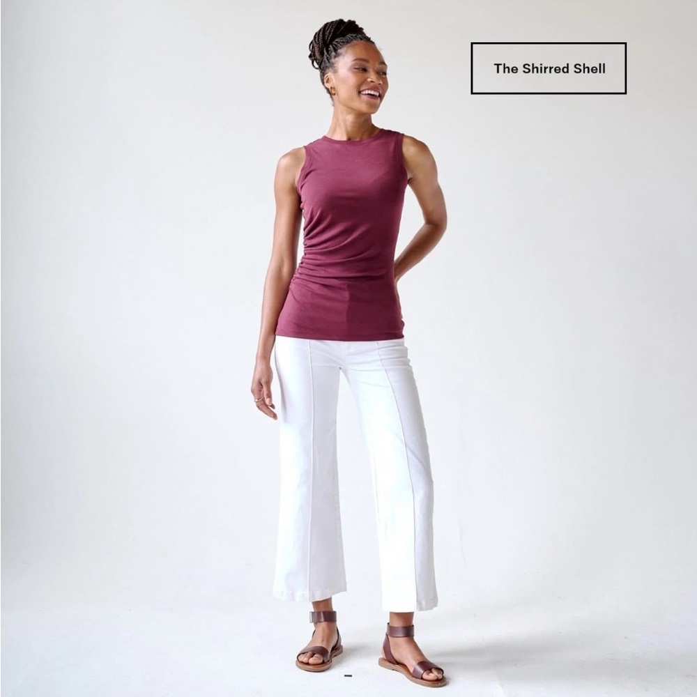 NWOT Brass The Shirred Shell Black Cherry Sleeveless Top L